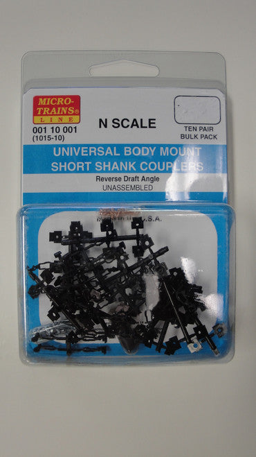 N Scale 001 10 001 Universal Body Mount Short Shank Couplers (1015 - 10)