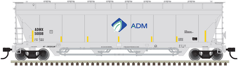 HO Scale Atlas 20006270 Pressureaide Centerflow Hopper - Archer - Daniels - Midland #50016 Featuring Gray, Blue, Green Colors and Leaf Logo
