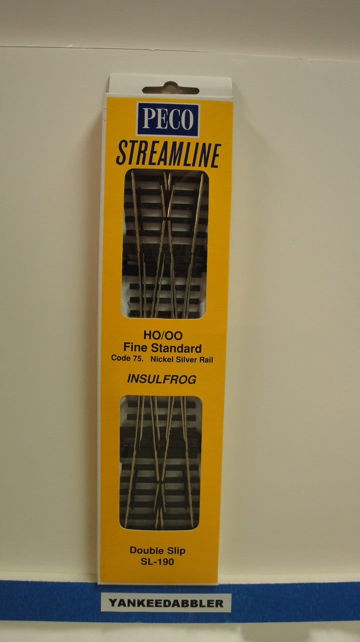 HO Scale Peco SL - E190 Code 75 Double Slip Electrofrog Turnout, Part # PCO - SL - E190