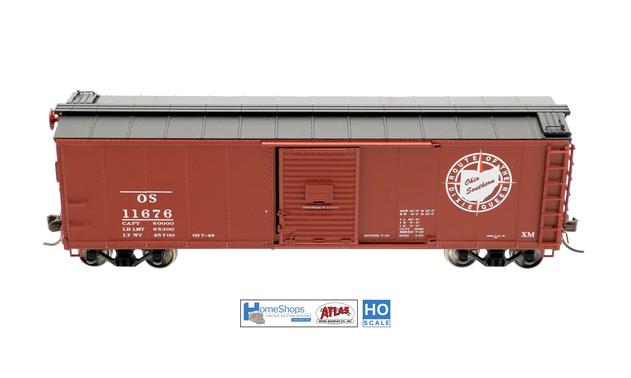 HomeShops HFB - 038 - 003 Limited Edition HO Scale Model Railroad Atlas USRA Rebuilt Steel 40 - foot Box Car for Ohio Southern #11676