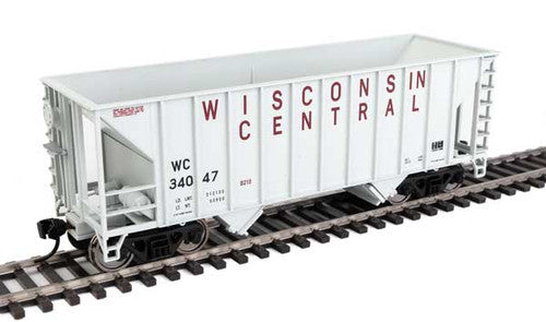 Walthers HO Scale Model Train - 34-Foot 100-Ton 2-Bay Hopper, Wisconsin Central WC #34047, 910-56635