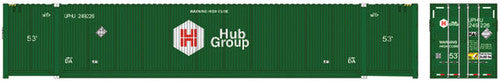 ATLAS N Scale 53-Foot Jindo-CIMC Corrugated Container 3-Pack Hub - Union Pacific Set 1 with Container Numbers 249228, 249249, 249360 in Green Color