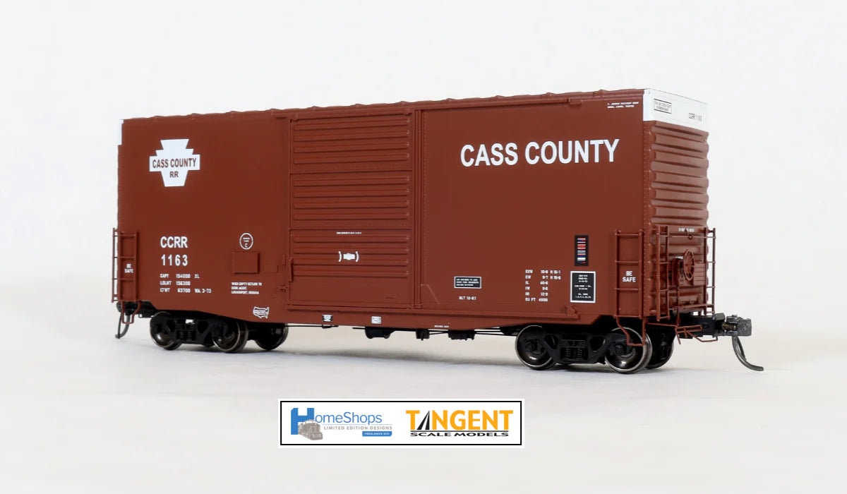 HomeShops HO Scale Miniature Cass County #1163 PS 40' Mini Hy Cube Boxcar Model - CCRR HFB - 019 - 001