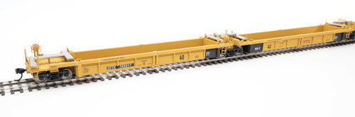 Walthers HO Scale Model Train - Thrall 5-Unit Rebuilt 40-Foot Well Car Trailer-Train DTTX #748811 A-E with Yellow Color and Small Red Logo
