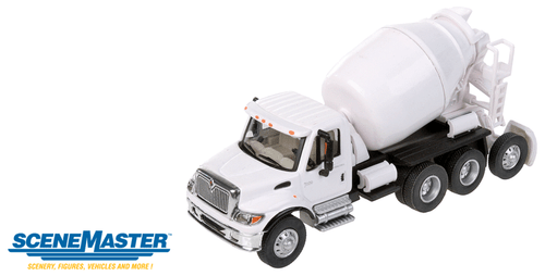 Walthers HO Scale Assembled White International 7600 3-Axle Cement Mixer SceneMaster