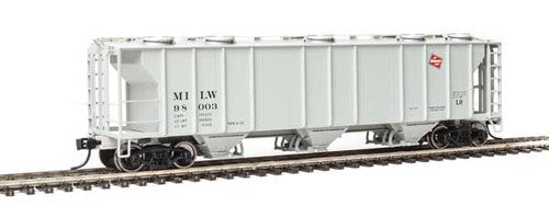Walthers Mainline HO Scale 50-Foot Pullman - Standard PS - 2 2893 Three - Bay Covered Hopper Model for Milwaukee Road (MILW) #98003