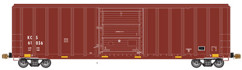 HO Scale Model Railroad ATLAS 20005502 FMC 5347 SD Boxcar - KCS Kansas City Southern #61036 with Boxcar Red and Yellow and Reporting Marks Only