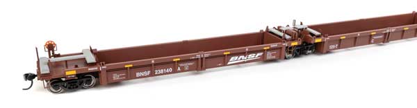 Walthers HO Scale Model Train Collectible - 910-55660 Thrall 5-Unit Rebuilt 40-Foot Well Car for BNSF Railway, Boxcar Red and White with Wedge Logo and Yellow Markings, #238140 A - E