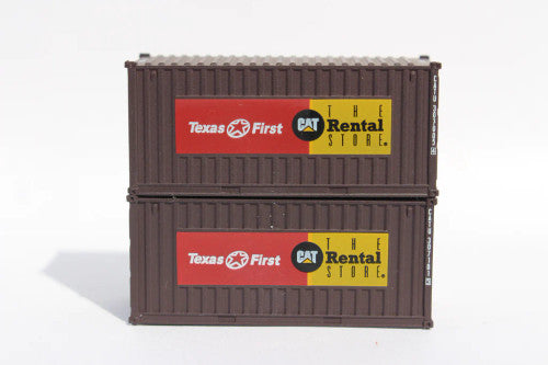 JTC Model Trains N Scale 205015 CAT Rental Store Texas First 20-Foot Standard Height Corrugated-Side Container Set with Magnetic System (2-Pack)