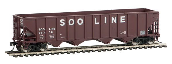 Walthers HO Scale 50-Foot 100-Ton Hopper Model in Boxcar Red and White, Soo Line #60356, Ideal for Railroad Enthusiasts