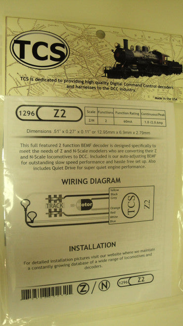 Z2 Decoder Tiny 2 - Function Train Control System for Z Scale, Part # 745 - 1296