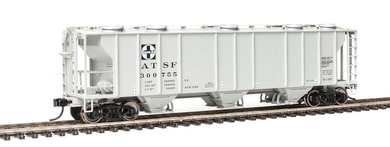 ATSF - Santa Fe #300755 HO Scale 50' 3 - Bay Covered Hopper by Walthers Mainline