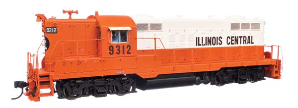 WalthersProto HO Scale Model Train - EMD GP9 IC Illinois Central #9312 with DCC & Sound in Orange, White, and Black Color Scheme