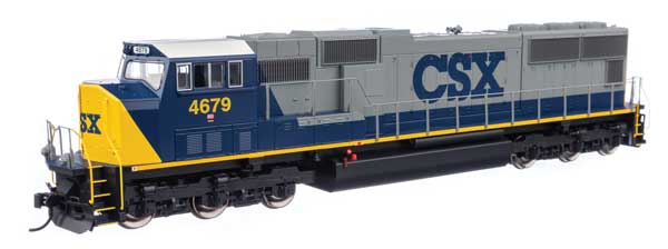 Walthers HO Scale Model Train - EMD SD70M CSX #4679 with DCC & Sound, Featuring Yellow, Gray, Black, Blue, and White Cab Roof (YN2 Version)