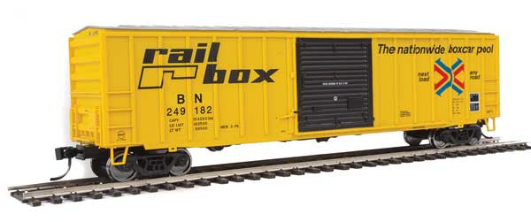 HO Scale Walthers 910 - 1827 50 - Foot ACF Exterior Post Boxcar with Burlington Northern Patch, Railbox #249182 for Model Railroads