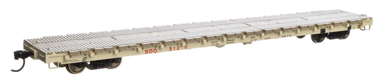 HO Scale Walthers 910-5410 60-Foot Pullman-Standard Flatcar for Soo Line #5130 Model Train Set