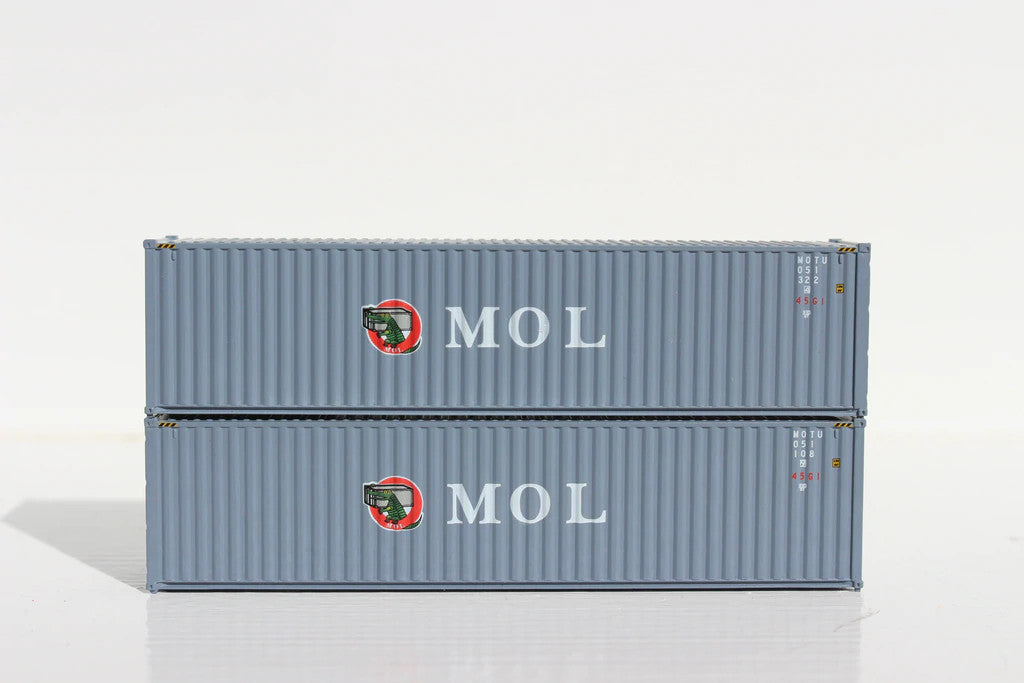 JTC N Scale Model Trains 405050 MOL Gray Containers with GATOR Logo - 40-Foot High Cube Containers Featuring Magnetic System and Corrugated Sides
