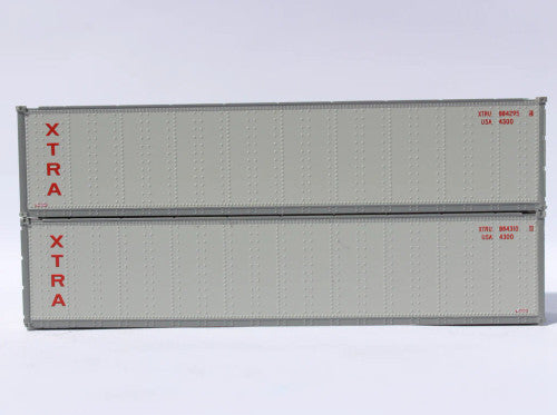 N Scale JTC Model Trains 40' XTRA LEASE Smooth-side Standard Height Containers
