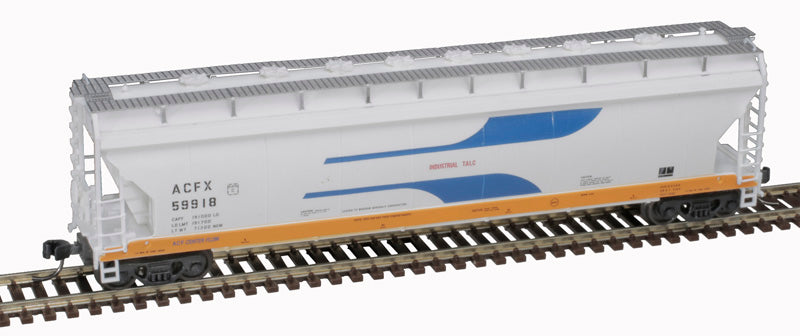 Atlas N Scale Pressureaide Centerflow Covered Hopper ACFX #59918 (Venturi, Multi - Color Sill)