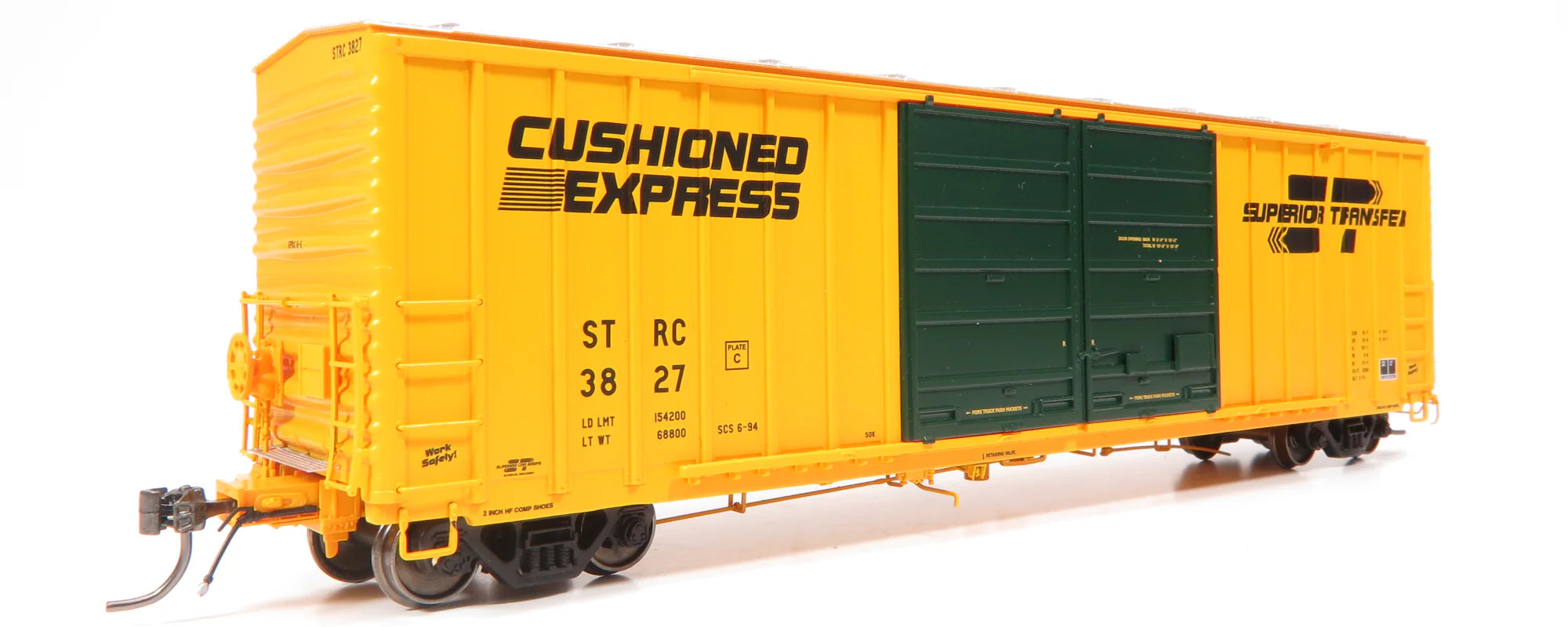 HomeShops HFB-031-003 HO Scale Model Train - STRC Superior Transfer #3854 Rapido PC&F 5258 50-Foot Double Door Box Car