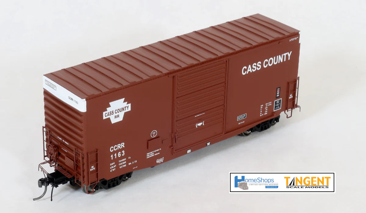 HomeShops HO Scale Miniature Cass County #1163 PS 40' Mini Hy Cube Boxcar Model - CCRR HFB - 019 - 001
