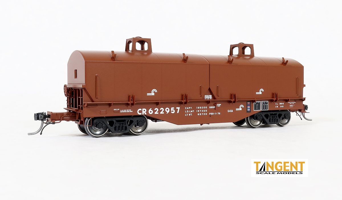 Tangent HO Scale Model Train Coil Car - Conrail (CR) #622954 G41A Repainted in 1976 with Hoods from PRR Shops