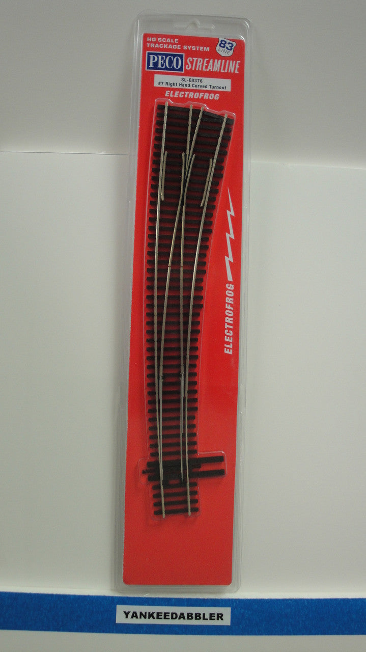 Peco HO Scale Model Train Track - SL-E8376 HO 7 Right Hand Curved CD83 Electrical Track, Part Number PCO - SL-E8376