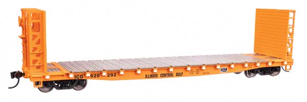 Walthers Mainline HO Scale Model Train 53' General Steel Castings (GSC) Bulkhead Flatcar - Illinois Central Gulf (ICG) #920292, Part Number 910 - 5933