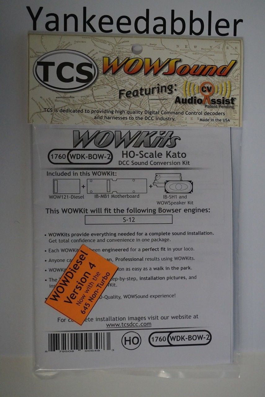 HO Scale 1760 TCS Train Control System - Bowser WOW WDK-BOW-2 Diesel V4 Conversion Kit, YankeeDabbler #745-1760