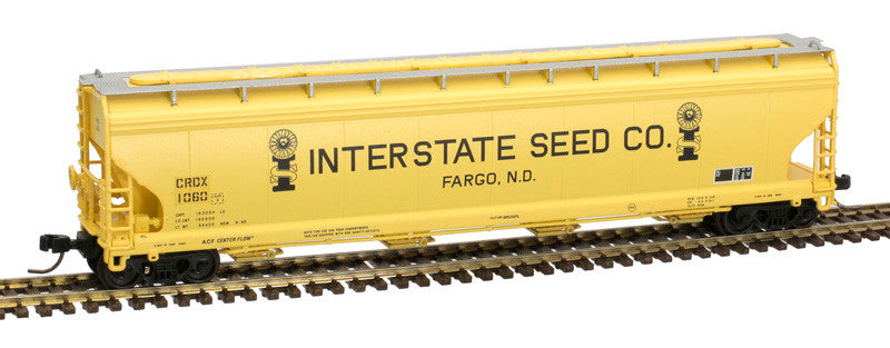 N Scale Atlas 50006020 ACF 5701 Hopper CRDX #1058 (Yellow, Black) by Interstate Seed Co.
