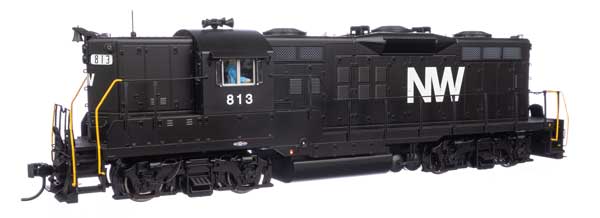 WalthersProto HO Scale EMD GP9 N&W Norfolk & Western #813 (Black, White) with DCC & Sound