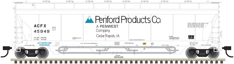 Atlas 20006289 Pressureaide Centerflow Hopper - Penwest #45929 HO Scale (White & Blue)