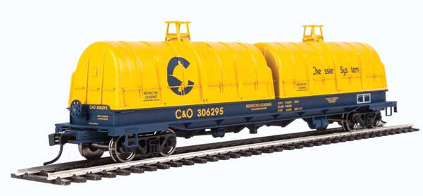 Walthers Proto HO Scale 50' Evan Coil Car - Chessie System C&O #306295 (Yellow & Blue Glass-Fiber Hoods)