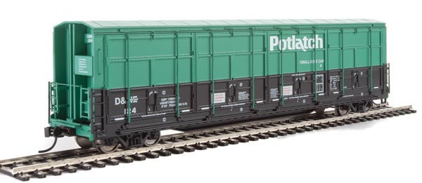 Walthers Proto HO Scale Model Train - 56-Foot Thrall All-Door Boxcar in Two-Tone Green, D&NE Potlatch #124 (Limited Edition)