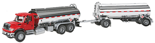 Walthers 949-11671 Assembled HO Scale SceneMaster International 7600 Tank Truck with Trailer Featuring Al's Victory Service, Interstate Oil & Winner's Circle Decals in Red and Chrome