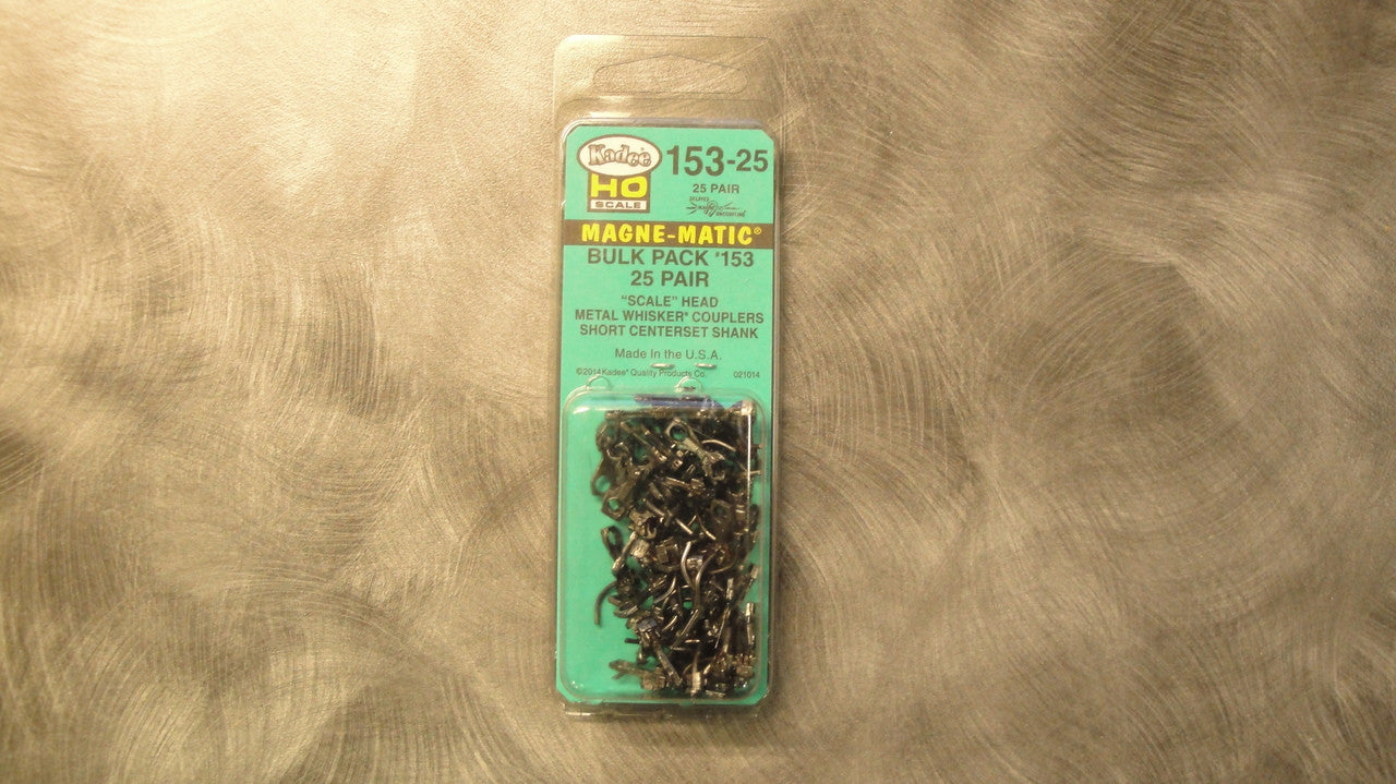 25-Pair HO Scale Kadee 153 Bulk Pack Short Centerset Whisker Couplers