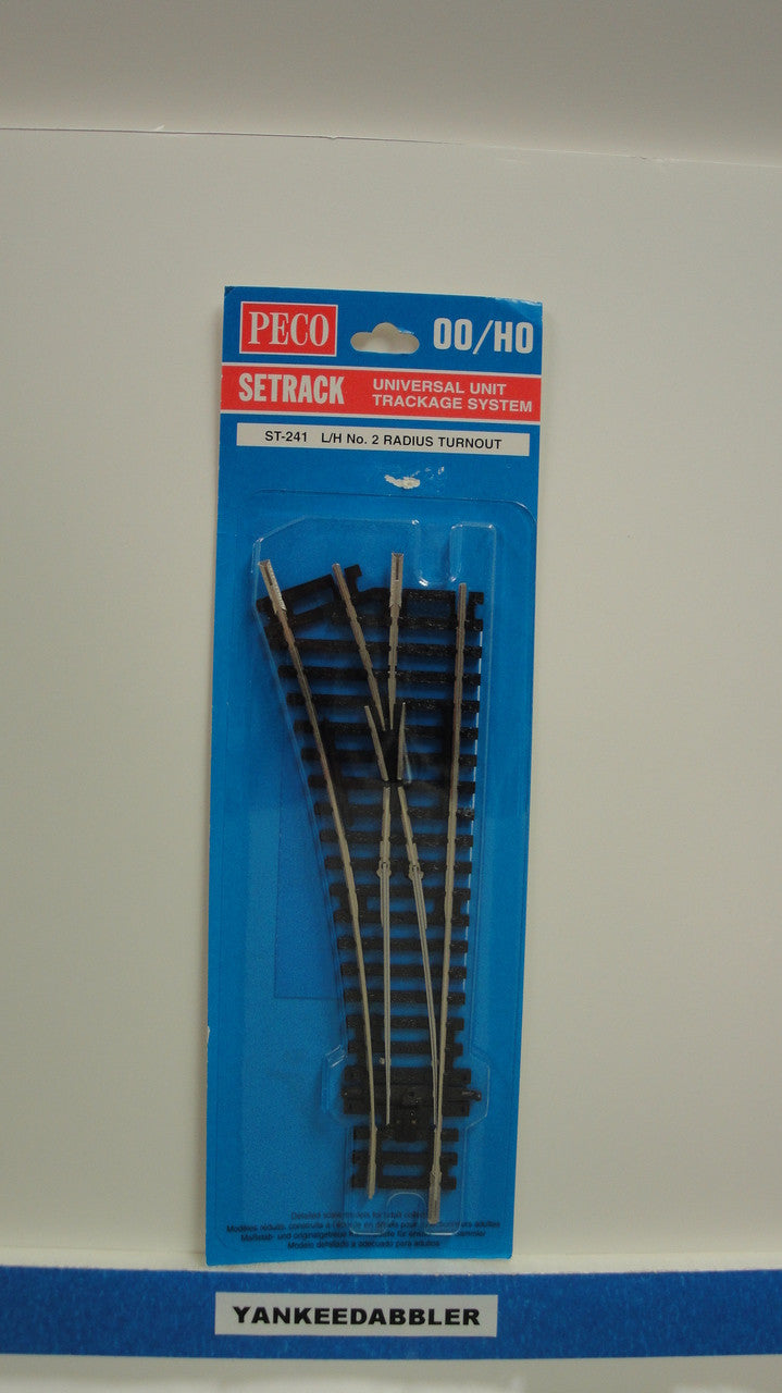 Peco ST-241 Setrack HO Code 100 Left Hand Insulfrog Turnout, 17 1/4 inch Radius