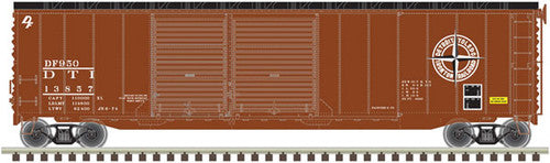 ATLAS HO Scale 50' Postwar Double-Door Boxcar - Detroit Toledo & Ironton #13651 (Red, Black, Compass Logo)