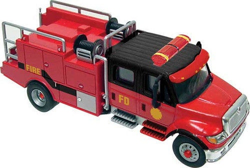 Walthers HO Scale Assembled Red International 7600 2 - Axle Crew - Cab Brush Fire Truck