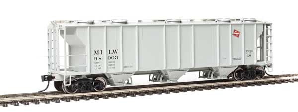 Walthers Mainline HO Scale 50-Foot Pullman - Standard PS - 2 2893 Three - Bay Covered Hopper Model for Milwaukee Road (MILW) #98003