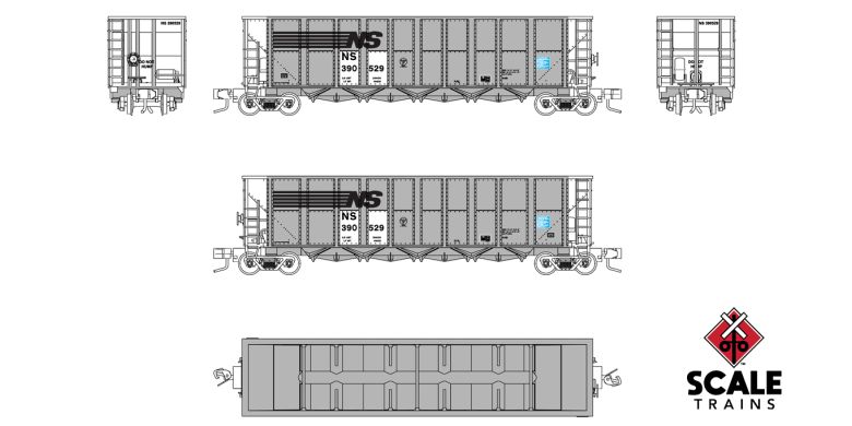 N Scale Model Railway Trinity RD - 4 Coal Hopper by Fox Valley Models, Norfolk Southern #390510 (FVM 10096)