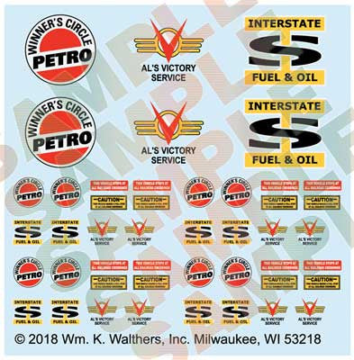 Walthers 949-11671 Assembled HO Scale SceneMaster International 7600 Tank Truck with Trailer Featuring Al's Victory Service, Interstate Oil & Winner's Circle Decals in Red and Chrome
