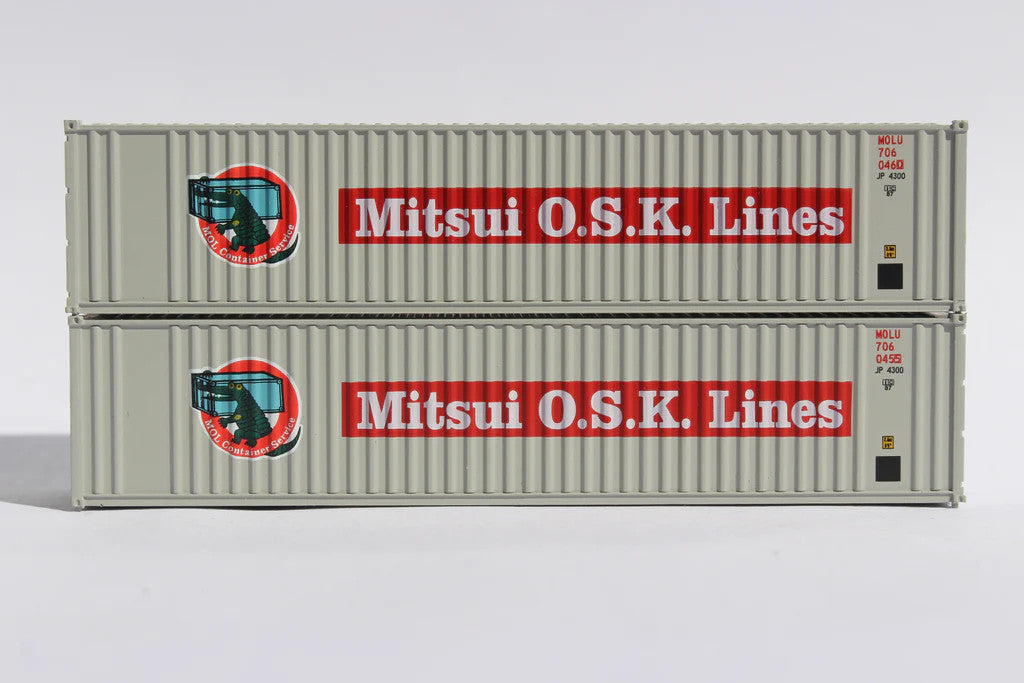 JTC N Scale 40' Standard Height 8'6 Corrugated Steel Containers of MITSUI O.S.K. LINES (MOL)