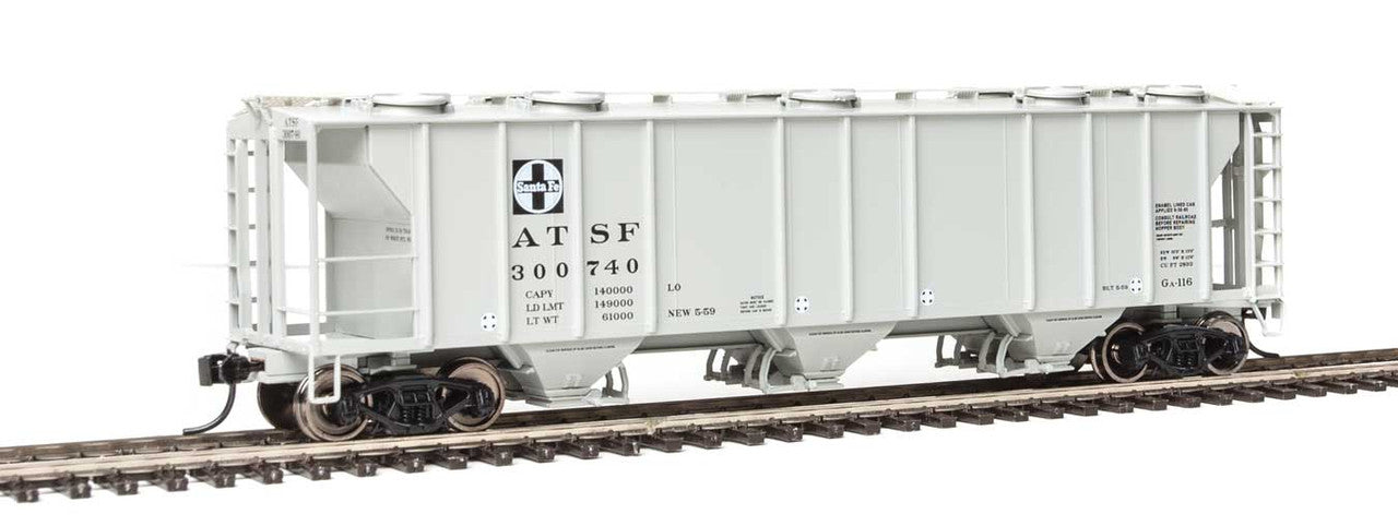 Walthers Mainline HO Scale 50' 3-Bay Covered Hopper ATSF Santa Fe #300740