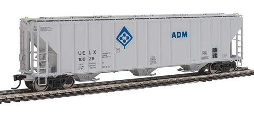 Walthers Proto HO Scale Model Train - 55 Foot Evans 4780 Covered Hopper of Archer - Daniels - Midland UELX #10028 in Gray with Molecule Logo
