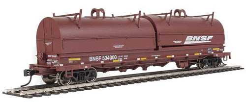 HO Scale Walthers Proto 920-105236 50-Foot Evan Coil Car for BNSF Railway #534000 with Round Hood, Boxcar Red Color, and Wedge Logo