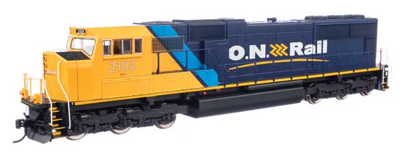 Walthers Mainline EMD SD75I Locomotive Model in HO Scale - Ontario Northland #2103 with DCC & Sound Feature (Blue, Yellow, Black Color Scheme)