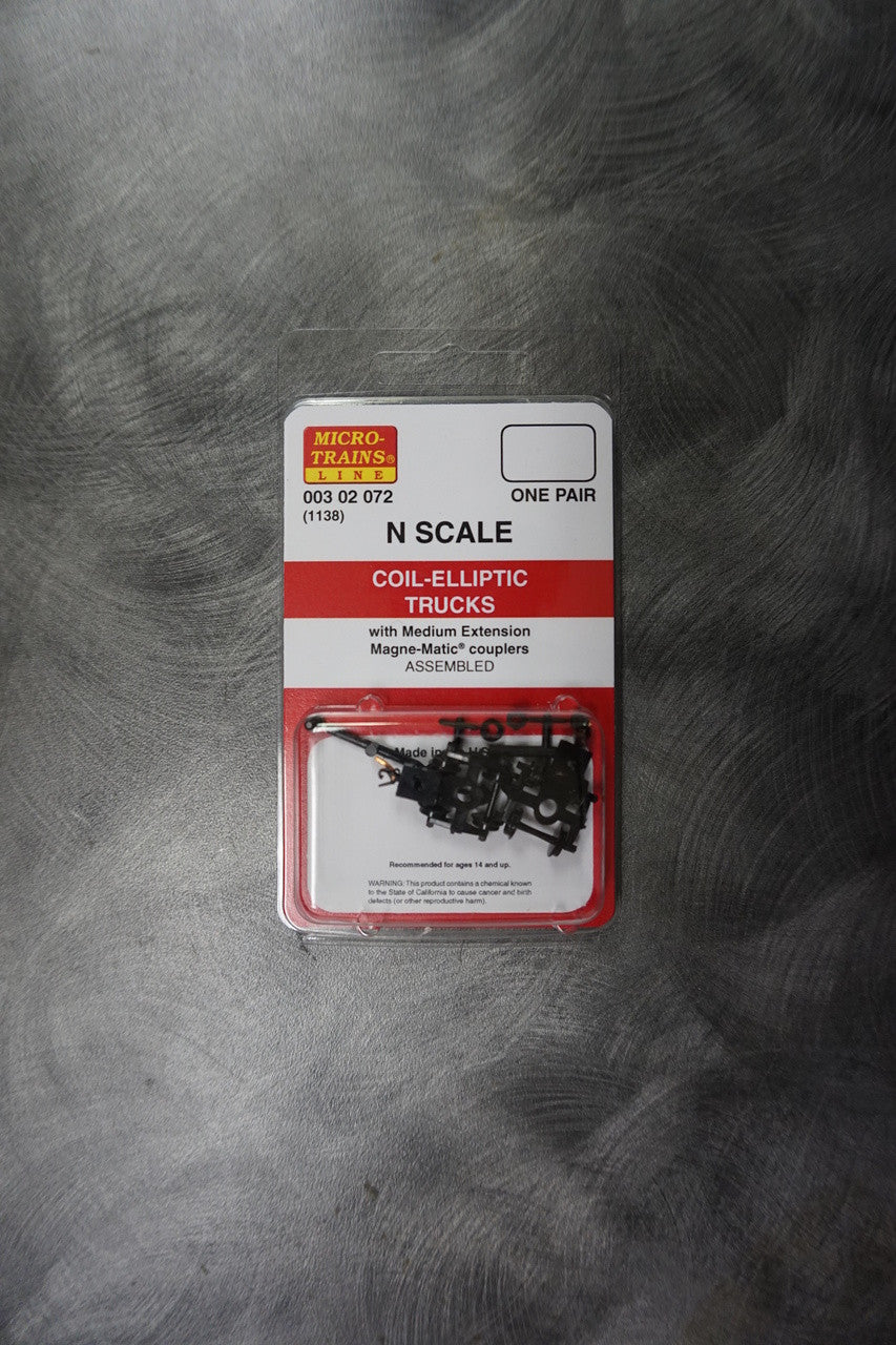 N Scale 00302072 Coil - Elliptic Trucks (1138) with Medium Extended Couplers