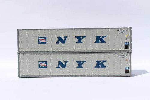 N Scale JTC Model Train 405656 NYK (Flag and Initials) 40-Foot Standard Height (8 Feet 6 Inches) Smooth-Side Containers for Model Railway Sets