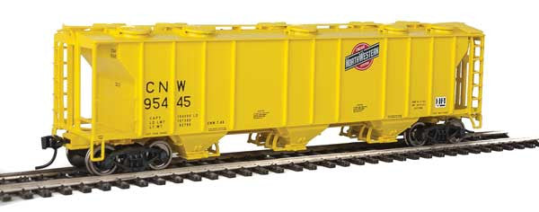 Walthers Mainline HO Scale Model Train 910 - 7018 50 - Foot Pullman - Standard PS - 2 2893 Three - Bay Covered Hopper for Chicago & North Western (TM) #95445